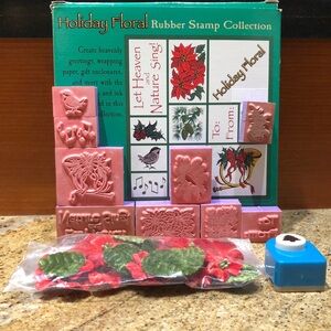 INKADINKADO Holiday Cards Rubber Stamps and Christmas Tree Cut Out Paper Punch